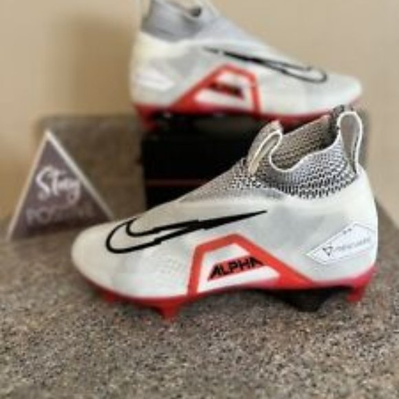 Nike Alpha Menace Elite 3 White/ Red CT6648-103 Football Cleats Size 8.5‎ - Picture 1 of 9